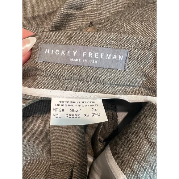 Hickey Freeman Dress Pants Pleated Not Hemmed Light Brown Taupe Size 36 JJ - Picture 12 of 13